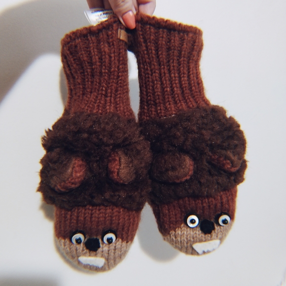 DeLux Beaver Brown Wool Mittens